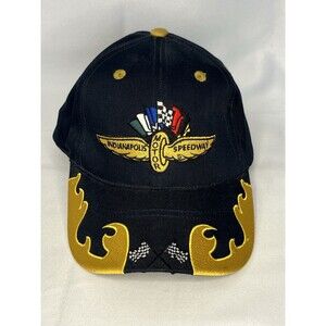 Vintage Indianapolis Motor Speedway Snapback Hat Black Gold Indy 500 1992 Leaf